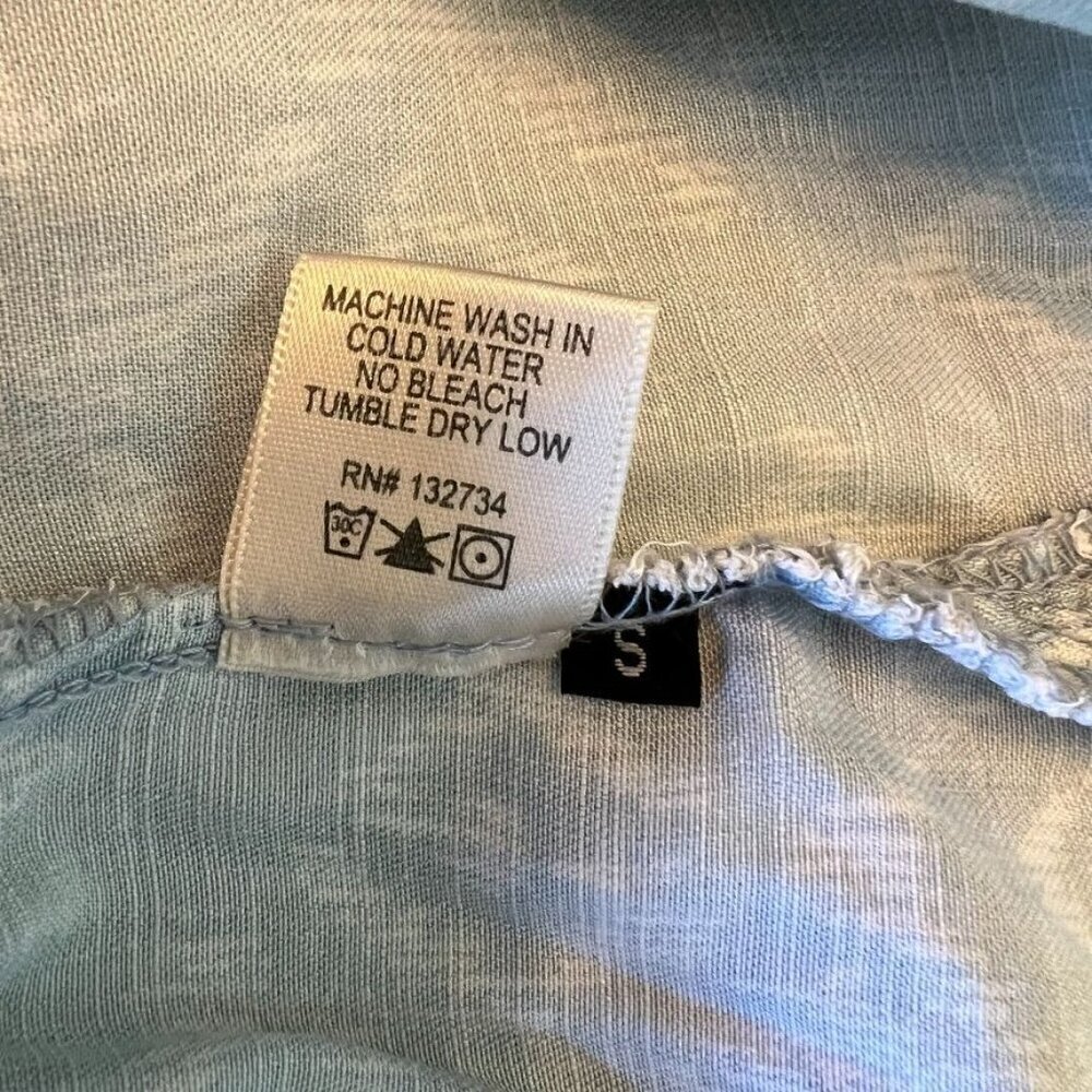 Anthropologie Cloth & Stone Blue & White Ikat Chambray Collared Button Front Dre - Picture 11 of 12